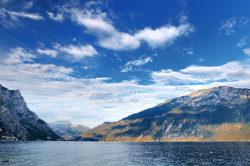 Beautiful shore of lake Garda, largest lake in Italy