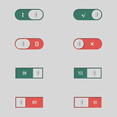 A set of buttons and switches, vector illustration.