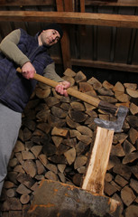 Man chopping firewood