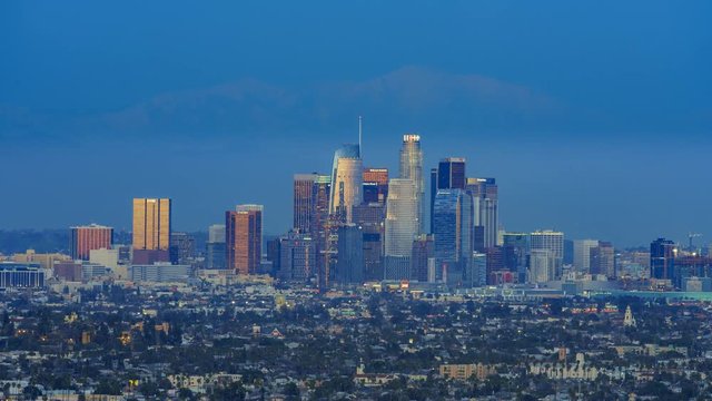 4K video of sunset classical view of Los Angeles Downtown at Kenneth State Park
