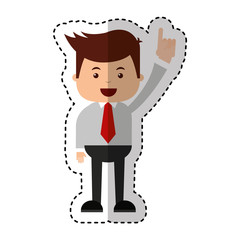 businessman funny with hands up character icon vector illustration design