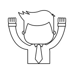 businessman funny with hands up character icon vector illustration design