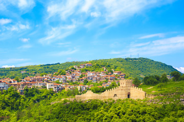 Fototapeta na wymiar A beautiful view of the fortress of Veliko Tarnovo, Bulgaria on a sunny summer day
