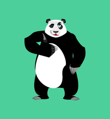 Panda winking Emoji. Chinese bear happy emotion isolated