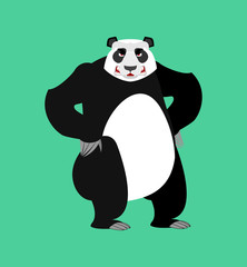 Panda angry Emoji. Chinese bear Aggressive emotion isolated