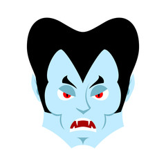 Dracula angry Emoji. Vampire evil emotion face isolated