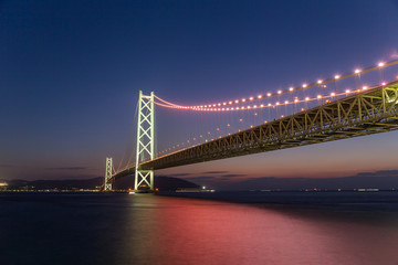 Akashi Kaikyo Bridge at evening