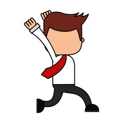 businessman running funny character icon vector illustration design