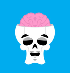 Skull and brain happy Emoji. skeleton head marry emotion isolate