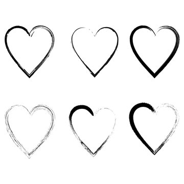 Vector hearts silhouettes. Heart shape design for love symbols