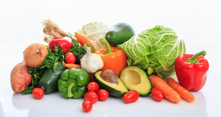 Variety of vegetables on white background