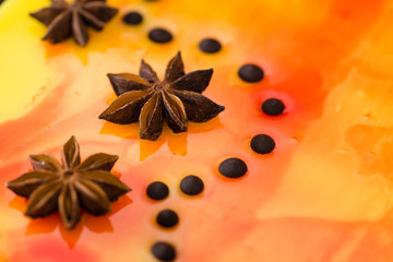 star anise macro decoration on cake
