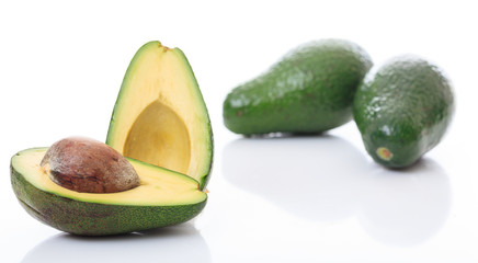 Avocados isolated on white background