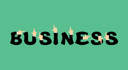 Business lettering. Letters and hands of businessmen. It shows f