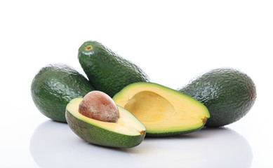 Avocados isolated on white background
