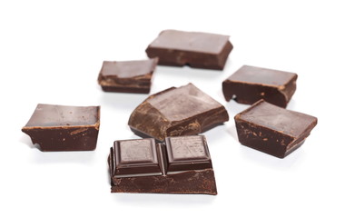 chocolate bars isolated on white background