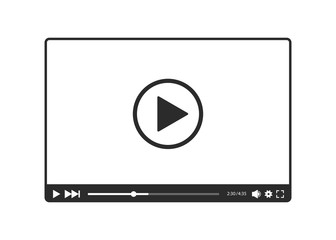 Video player for web in black and white, vector