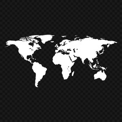 Fototapeta na wymiar World map isolated on black background, vector