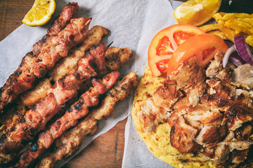 Greek gyros on a pita bread