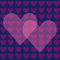 Hearts on blue background