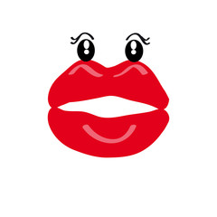 Mouth with eyes on white background