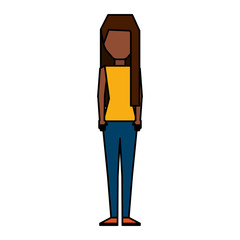 young woman avatar character vector illustration design