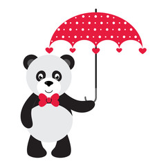 cartoon panda with umbrella