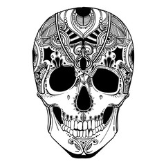 human skull with decorative elements