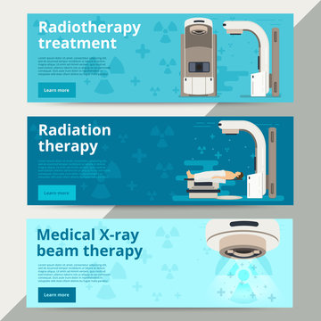 Radiation therapy vector concept. Cancer treatment with radiothe