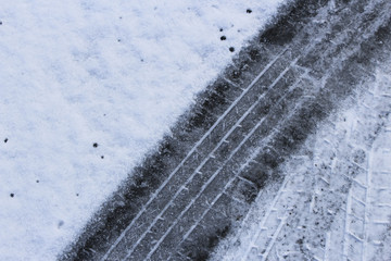 tire tracks in the snow