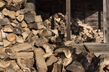Fire Wood Pile in a Shed