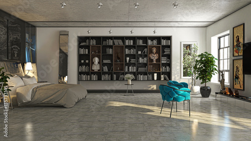 Appartamento, rendering 3d progetto, interni, camera da letto ... Rendering 3d interni