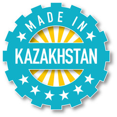 Made in Kazakhstan flag color stamp.