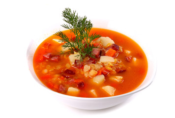 Soup with ham and potato