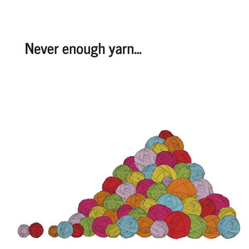 A pile of yarn. A lot of yarn balls. Square banner.
