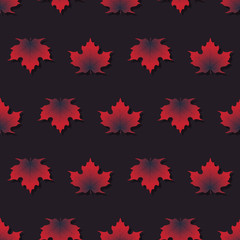 Maple leaf pattern seamless texture with isolated elements
