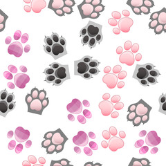 Plakat cat and dog paw print with claws