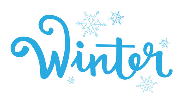 "WINTER" Hand Lettering Icon with Snowflakes