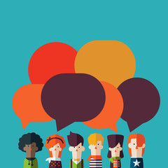Vector illustration of a communication concept. People icons with colorful dialog speech bubbles. People Chatting