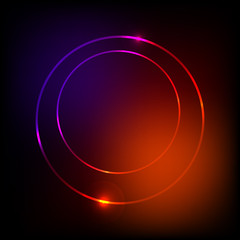 Neon banner, abstract background circles