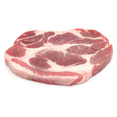 Raw pork chop meat isolated on white background cutout