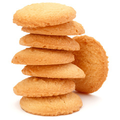 stacked short pastry cookies isolated on white background