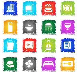hotel room services icon set