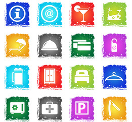 hotel room services icon set