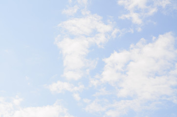 White fluffy clouds in blue sky flow follow wind,fresh in morning