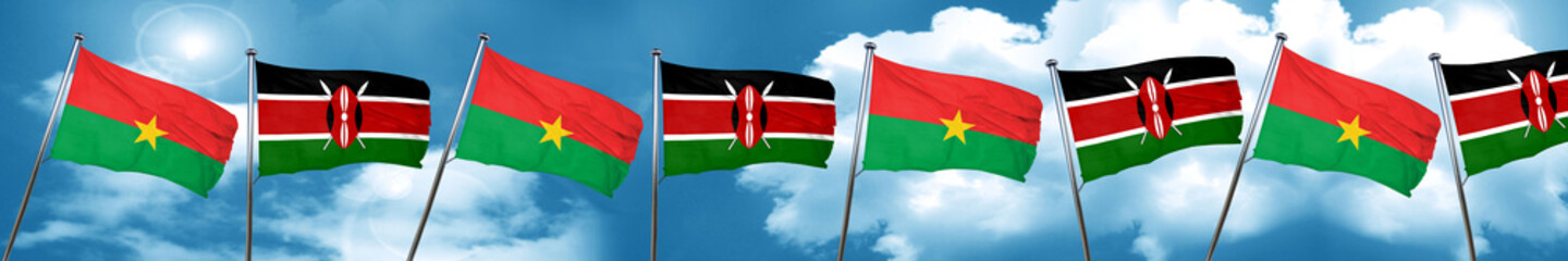 Fototapeta na wymiar Burkina Faso flag with Kenya flag, 3D rendering