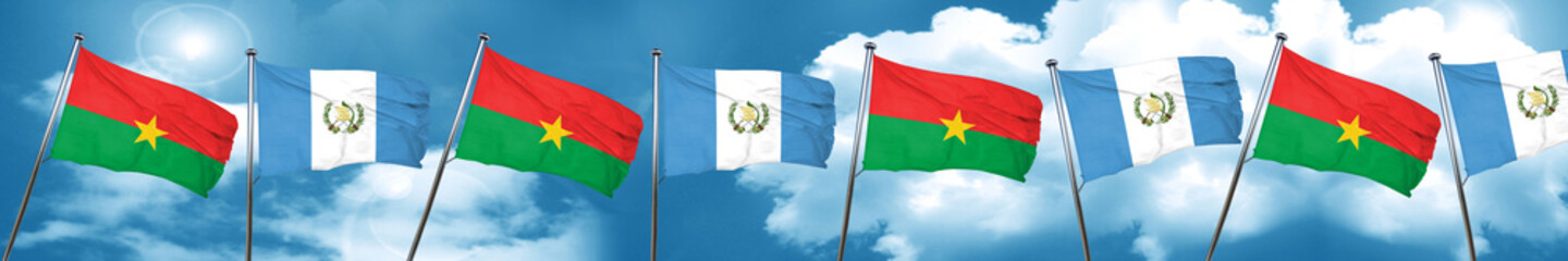 Burkina Faso flag with Guatemala flag, 3D rendering