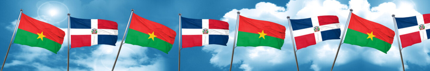 Burkina Faso flag with Dominican Republic flag, 3D rendering