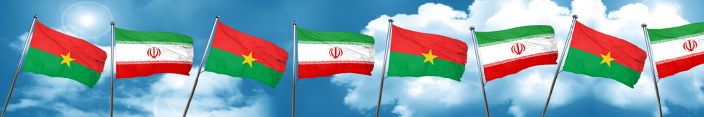 Burkina Faso flag with Iran flag, 3D rendering
