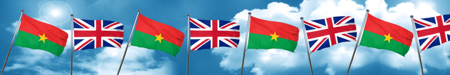 Burkina Faso flag with Great Britain flag, 3D rendering